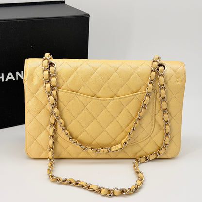 Chanel Iridescent Caviar Quilted Medium Double Flap Yellow