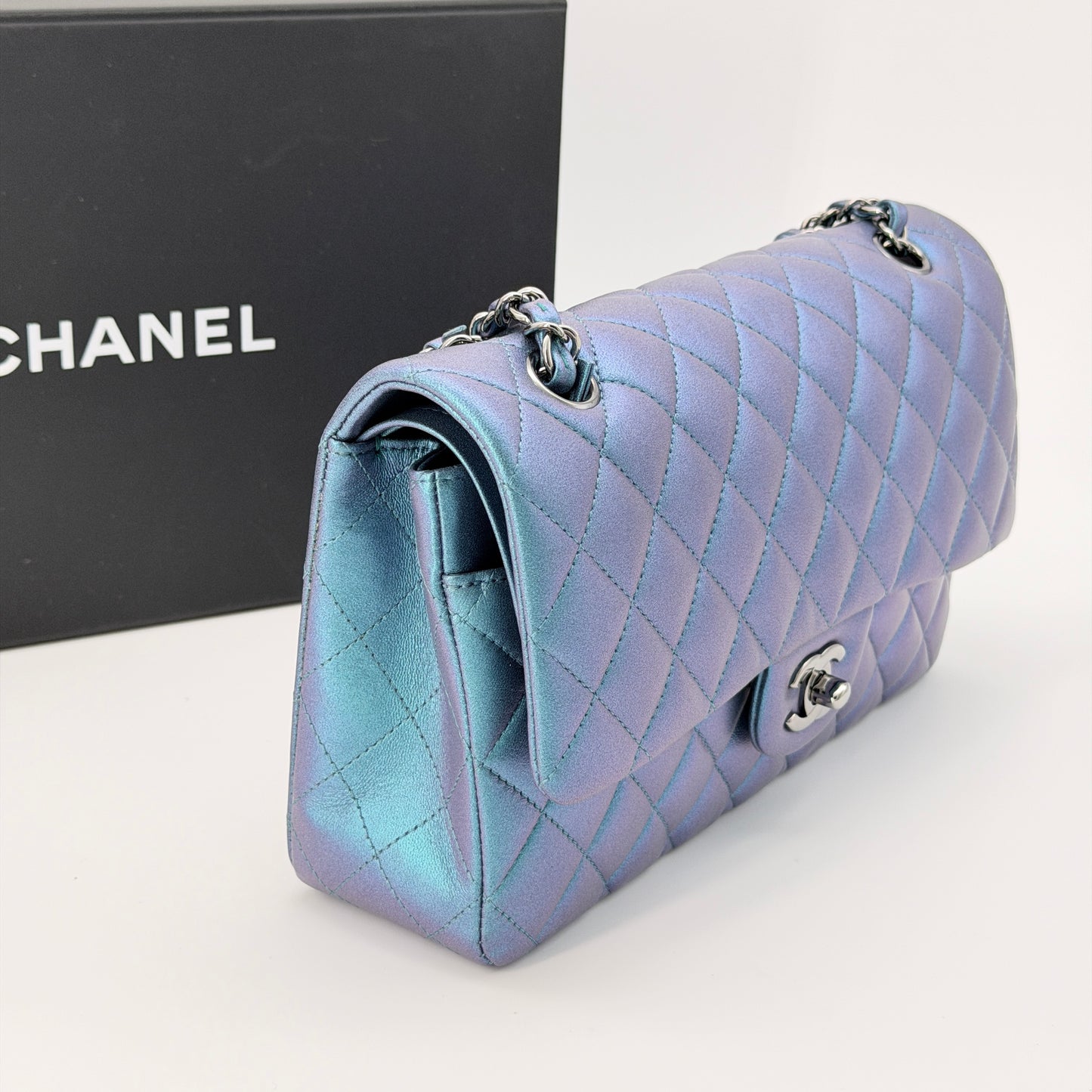 Chanel Metallic Lambskin Quilted Medium Double Flap Bag