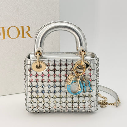 Christian Dior Mini Silver Lady Dior bag
