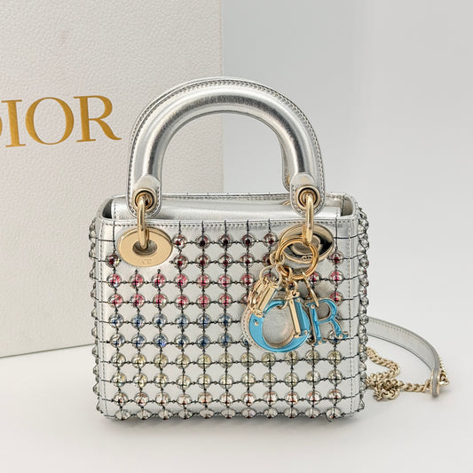 Christian Dior Mini Silver Lady Dior bag