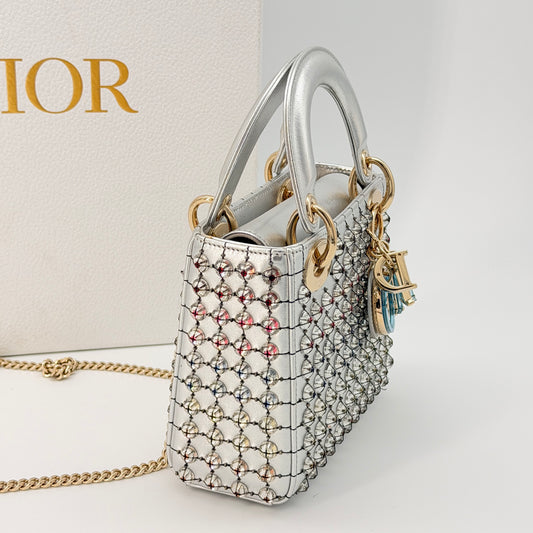 Christian Dior Mini Silver Lady Dior bag