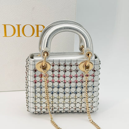 Christian Dior Mini Silver Lady Dior bag