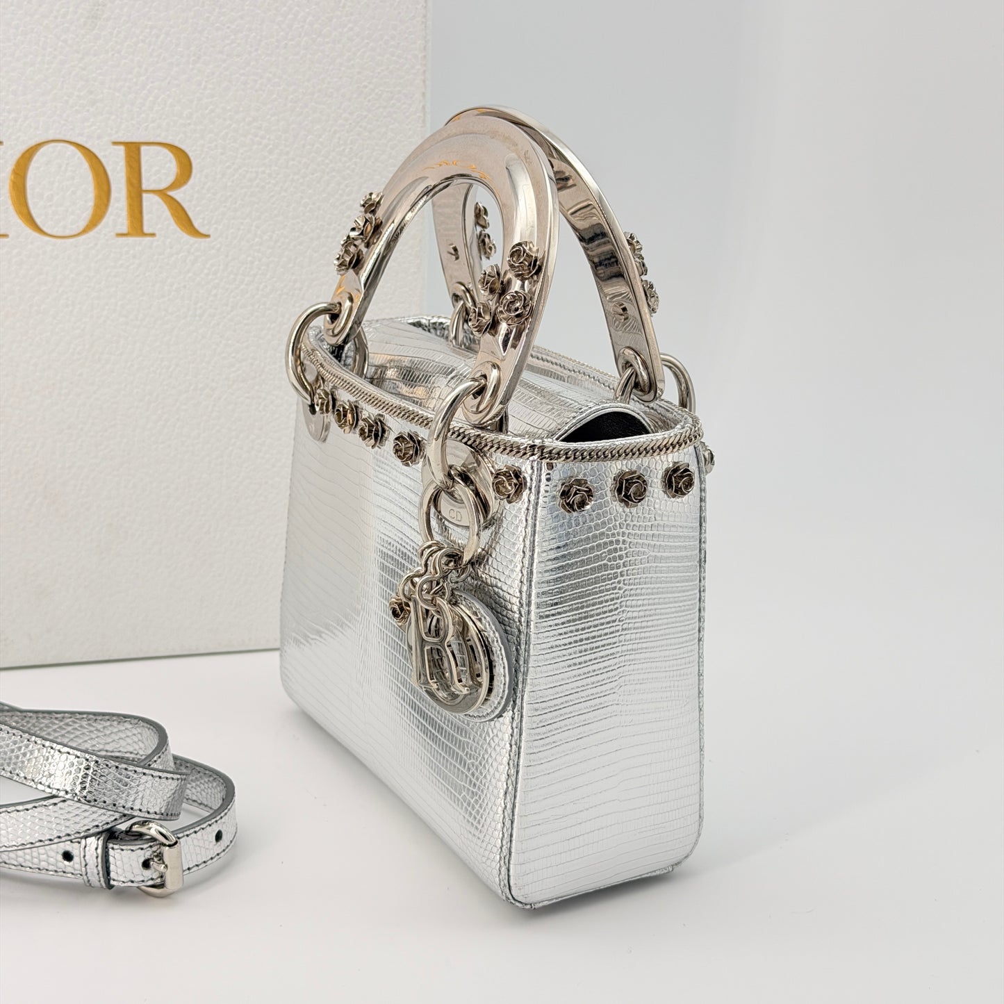 Christian Dior Mini Leather Lady Dior Bag - Silver Handle Bag
