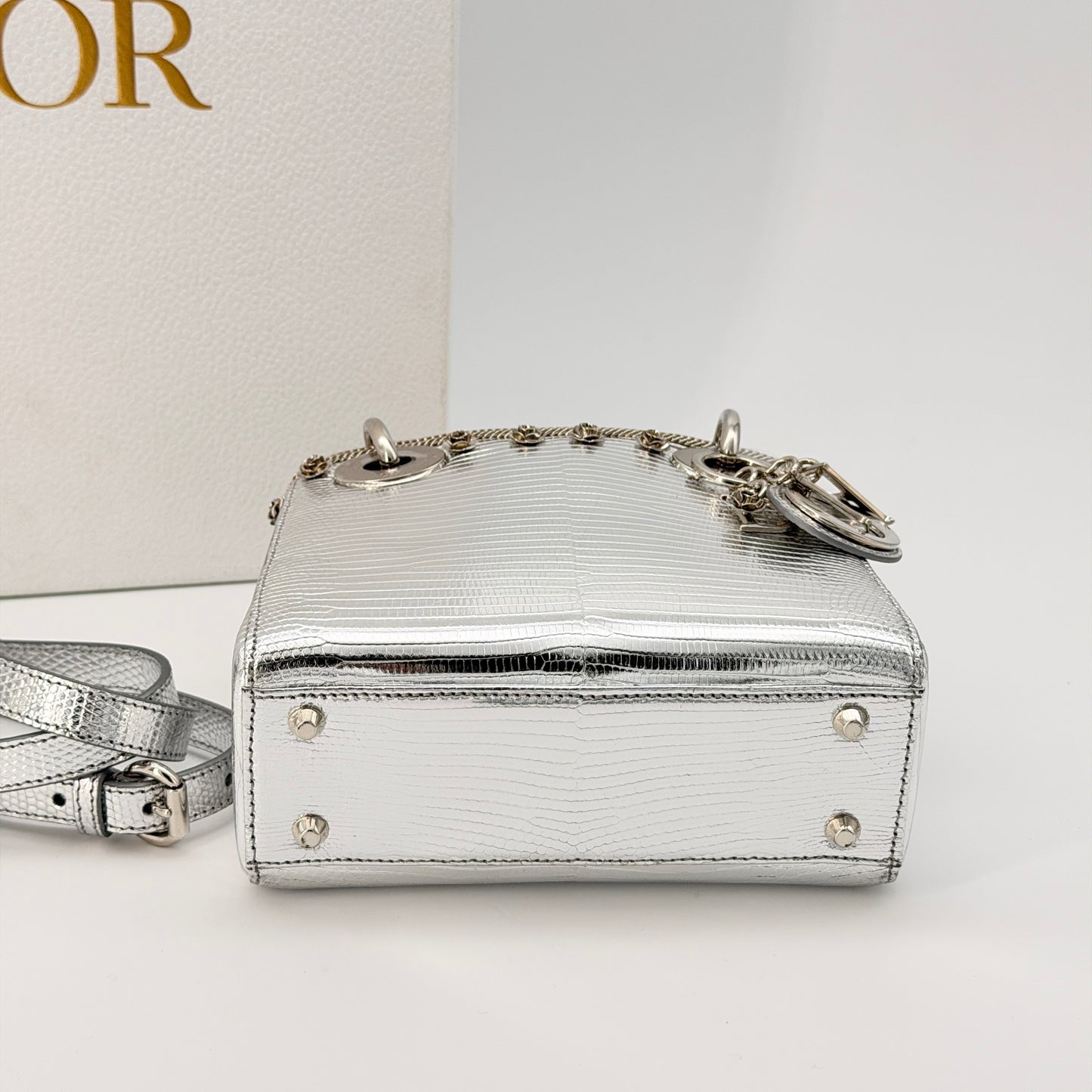 Christian Dior Mini Leather Lady Dior Bag - Silver Handle Bag