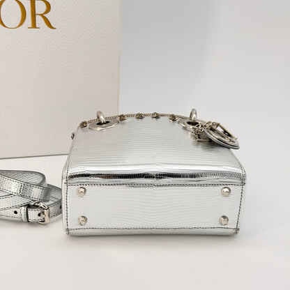 Christian Dior Mini Leather Lady Dior Bag - Silver Handle Bag