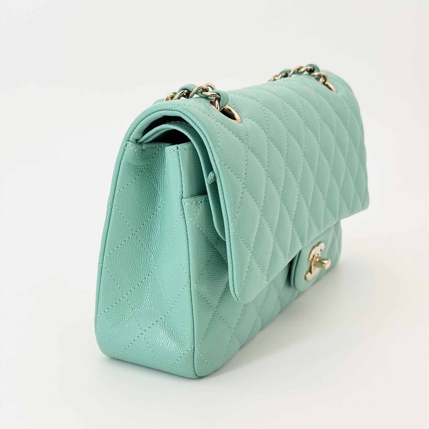 Chanel Green Caviar Classic Flap Bag Medium