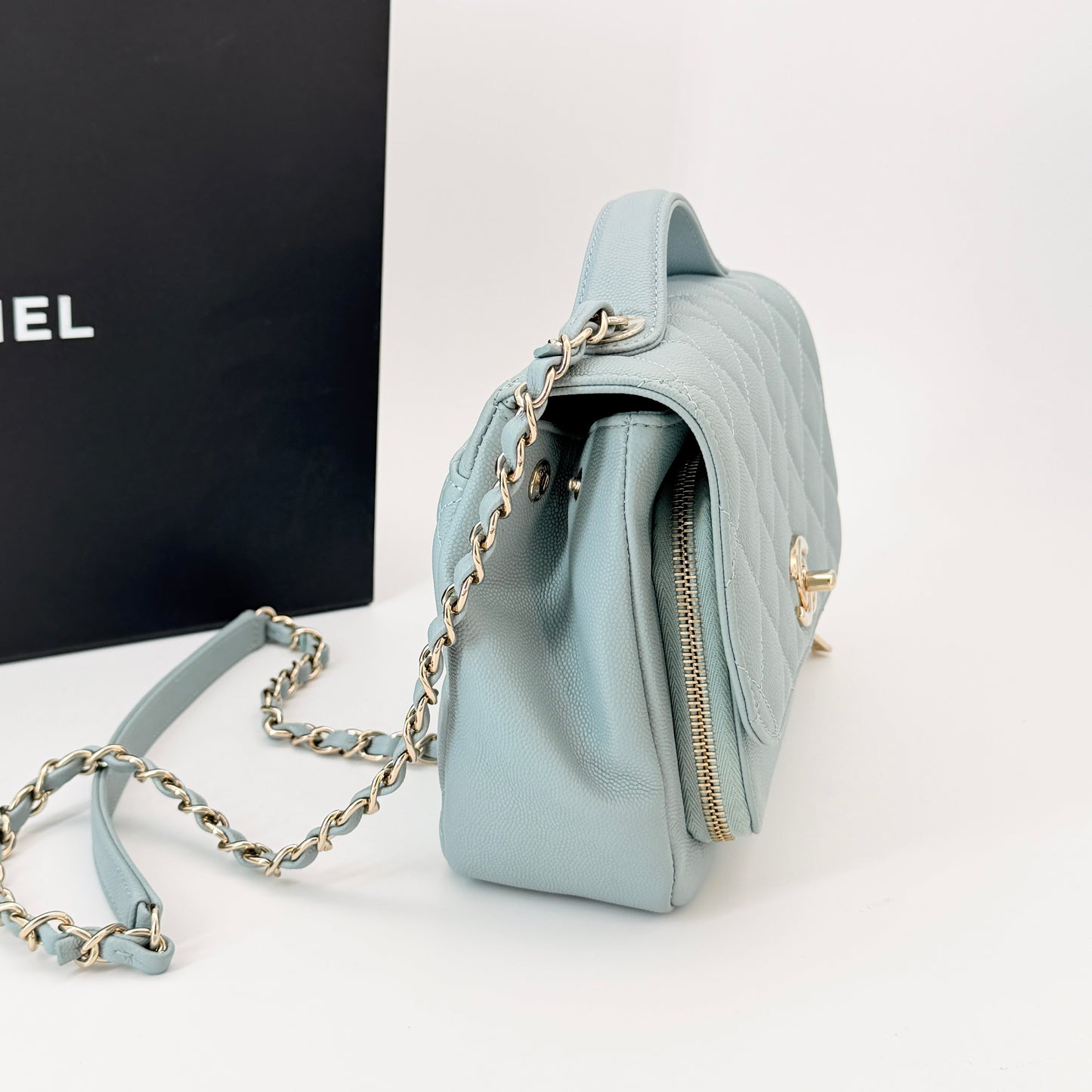 Chanel Caviar Quilted Small Business Affinity Flap Blue