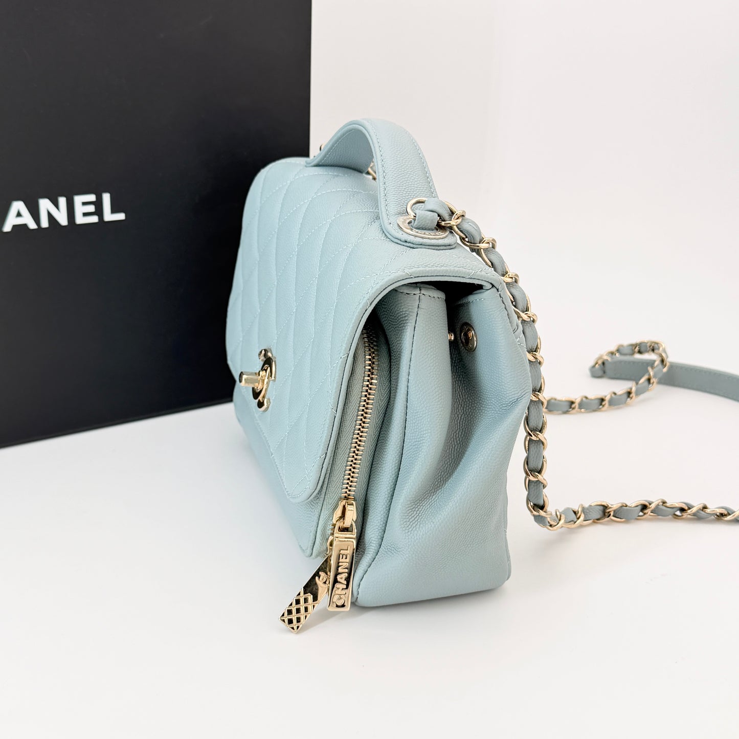 Chanel Caviar Quilted Small Business Affinity Flap Blue