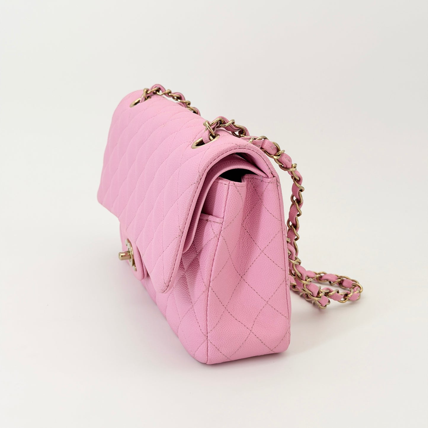 Chanel Caviar Quilted Medium Double Flap Pink