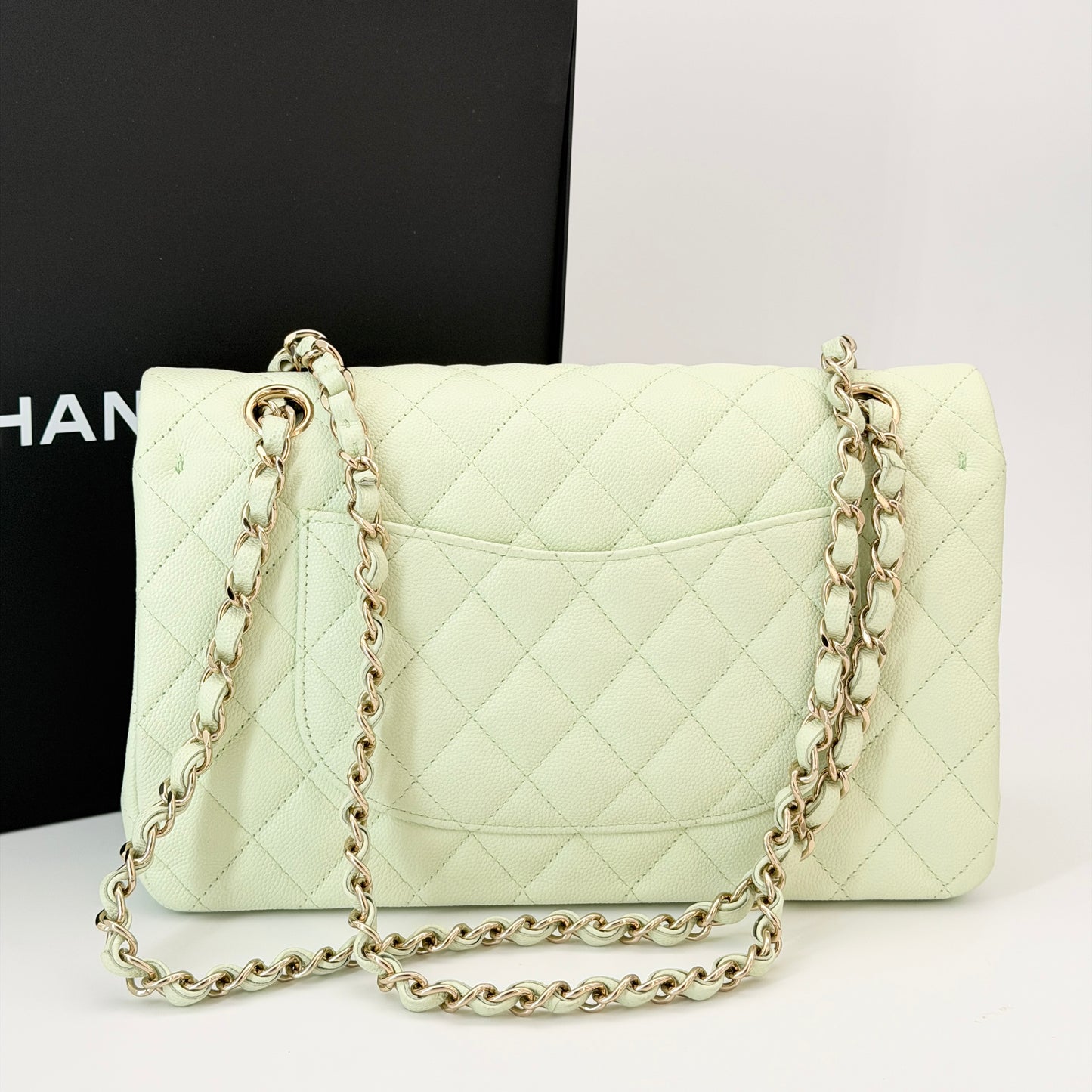 Chanel Caviar Quilted Medium Double Flap Light Green