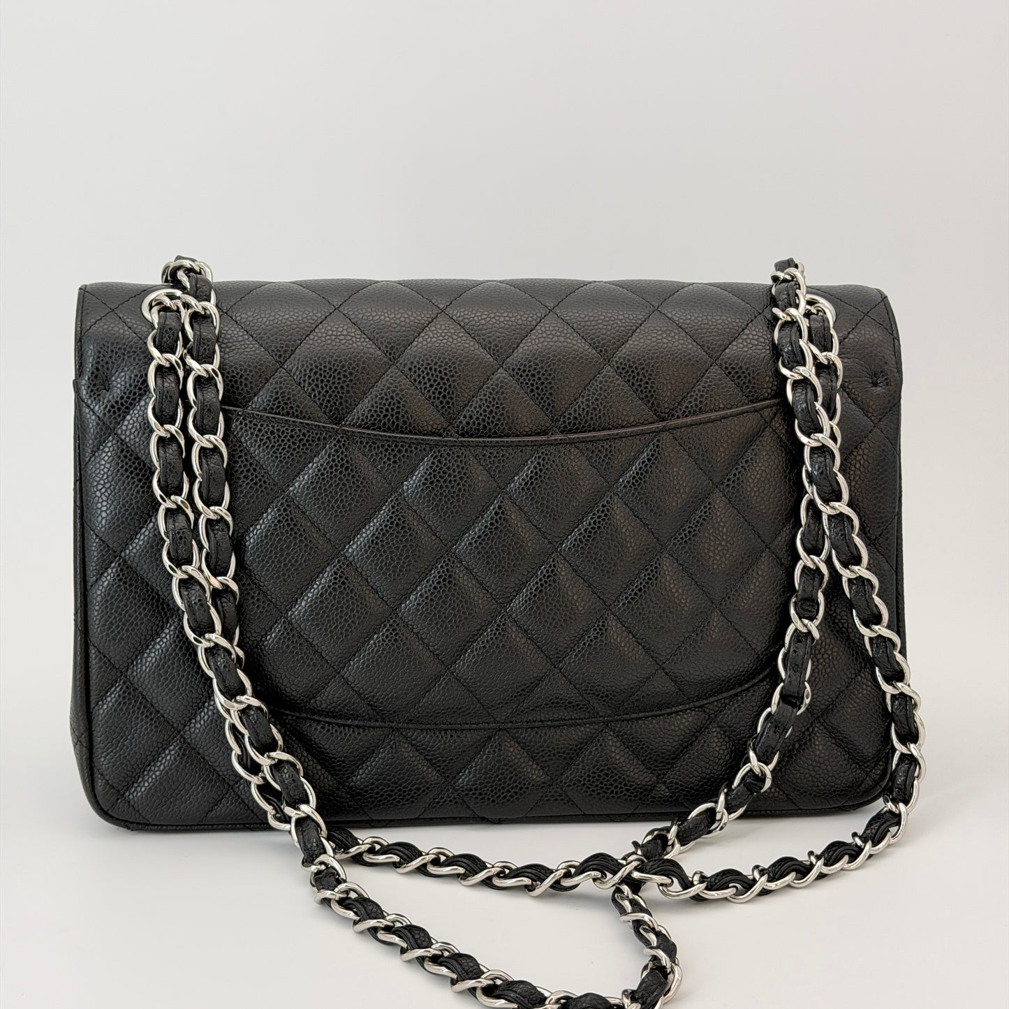 Chanel Classic Double Flap Bag Quilted Caviar Jumbo Black