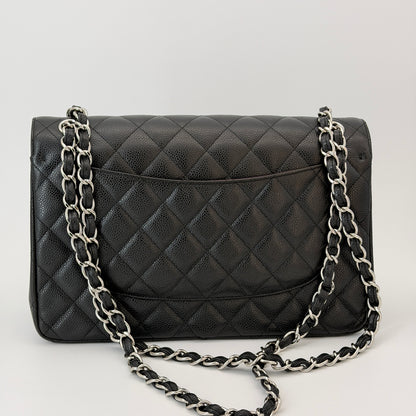Chanel Classic Double Flap Bag Quilted Caviar Jumbo Black