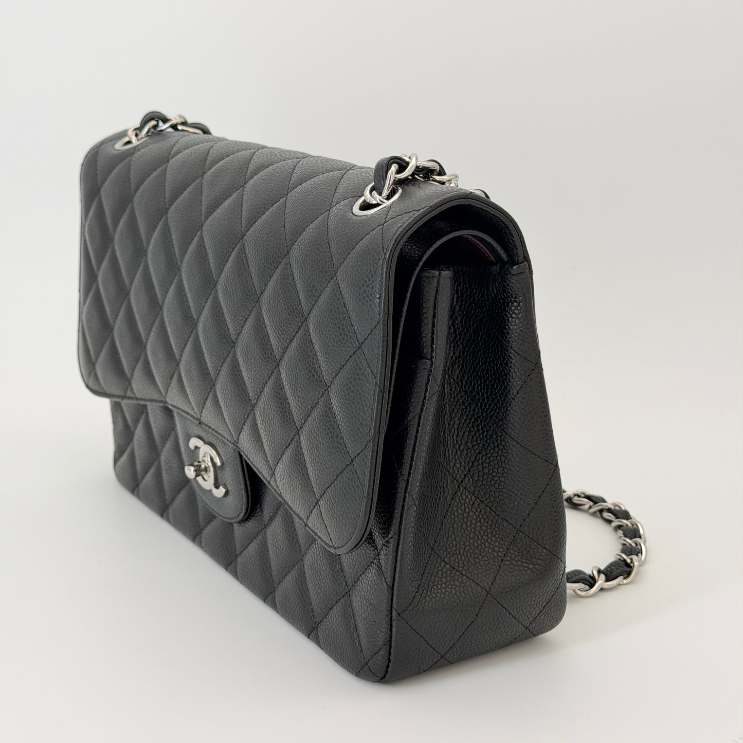 Chanel Classic Double Flap Bag Quilted Caviar Jumbo Black