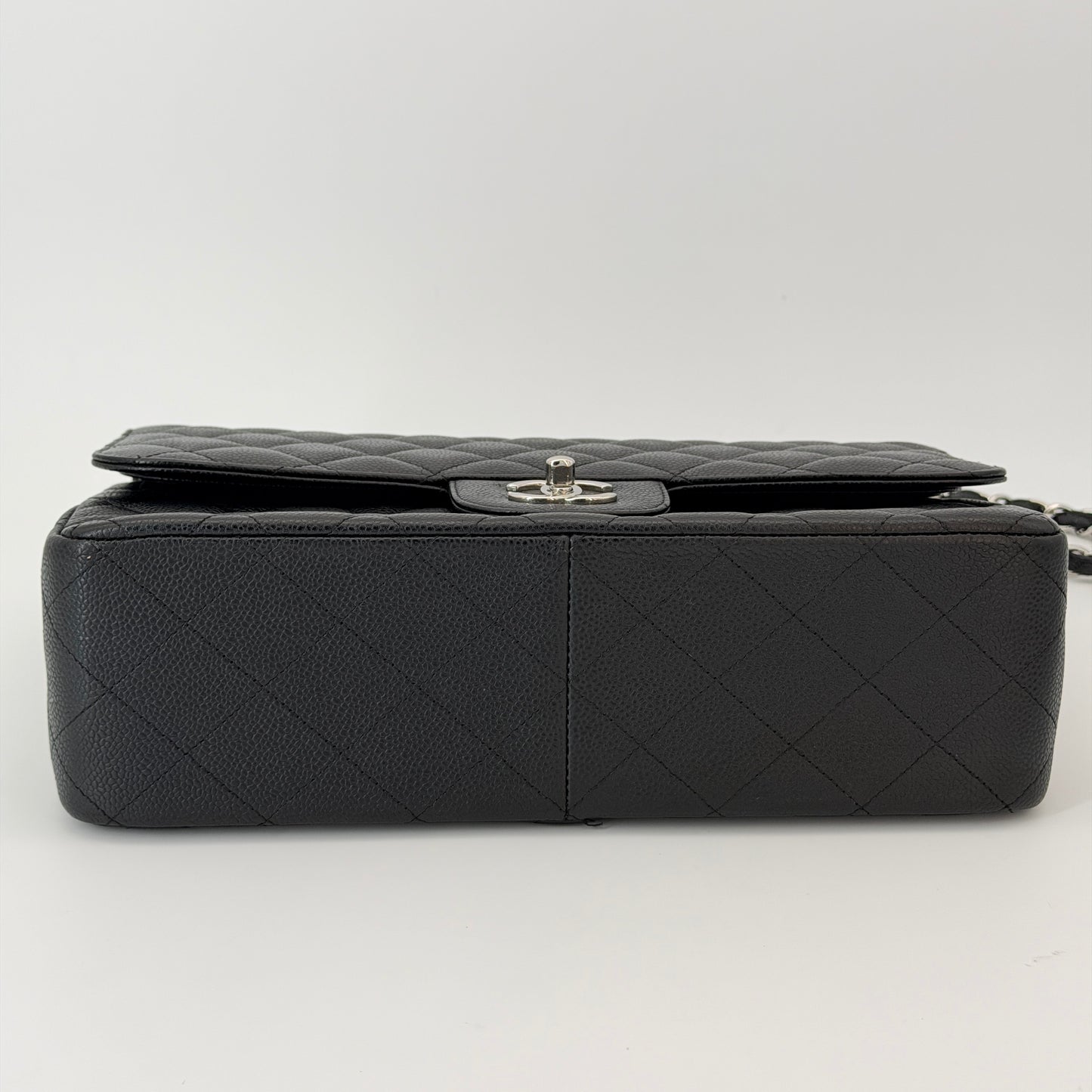 Chanel Classic Double Flap Bag Quilted Caviar Jumbo Black