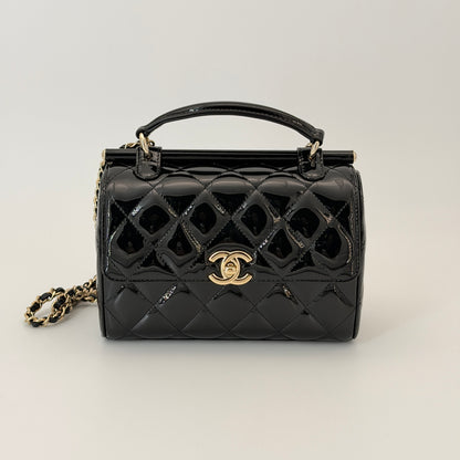 Chanel Patent Quilted Top Handle Flap Bag