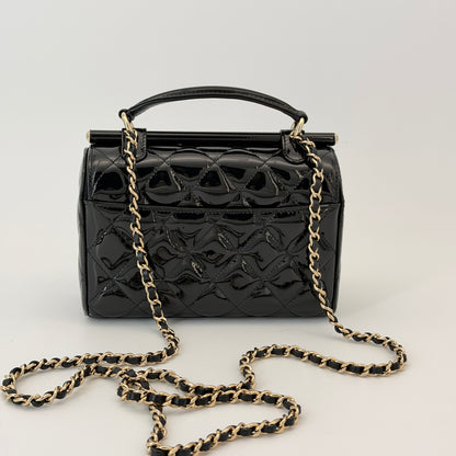 Chanel Patent Quilted Top Handle Flap Bag
