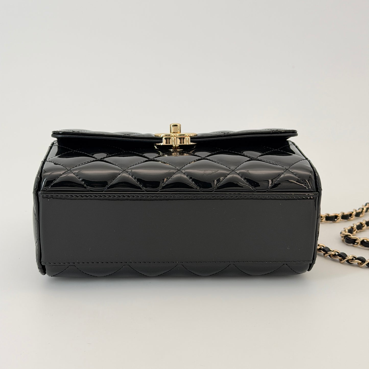 Chanel Patent Quilted Top Handle Flap Bag