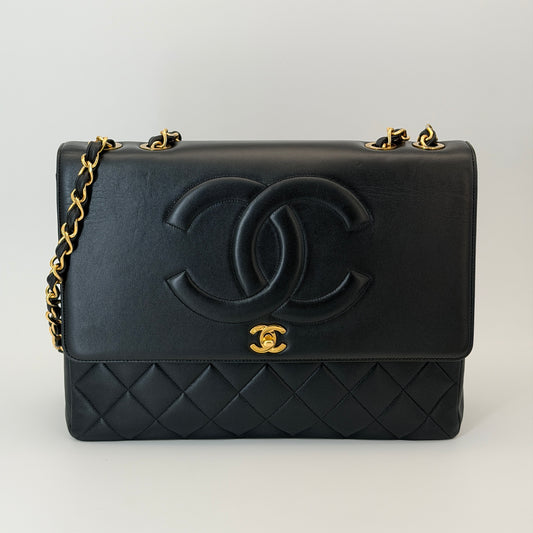 Chanel Black Calfskin Flap Crossbody Bag