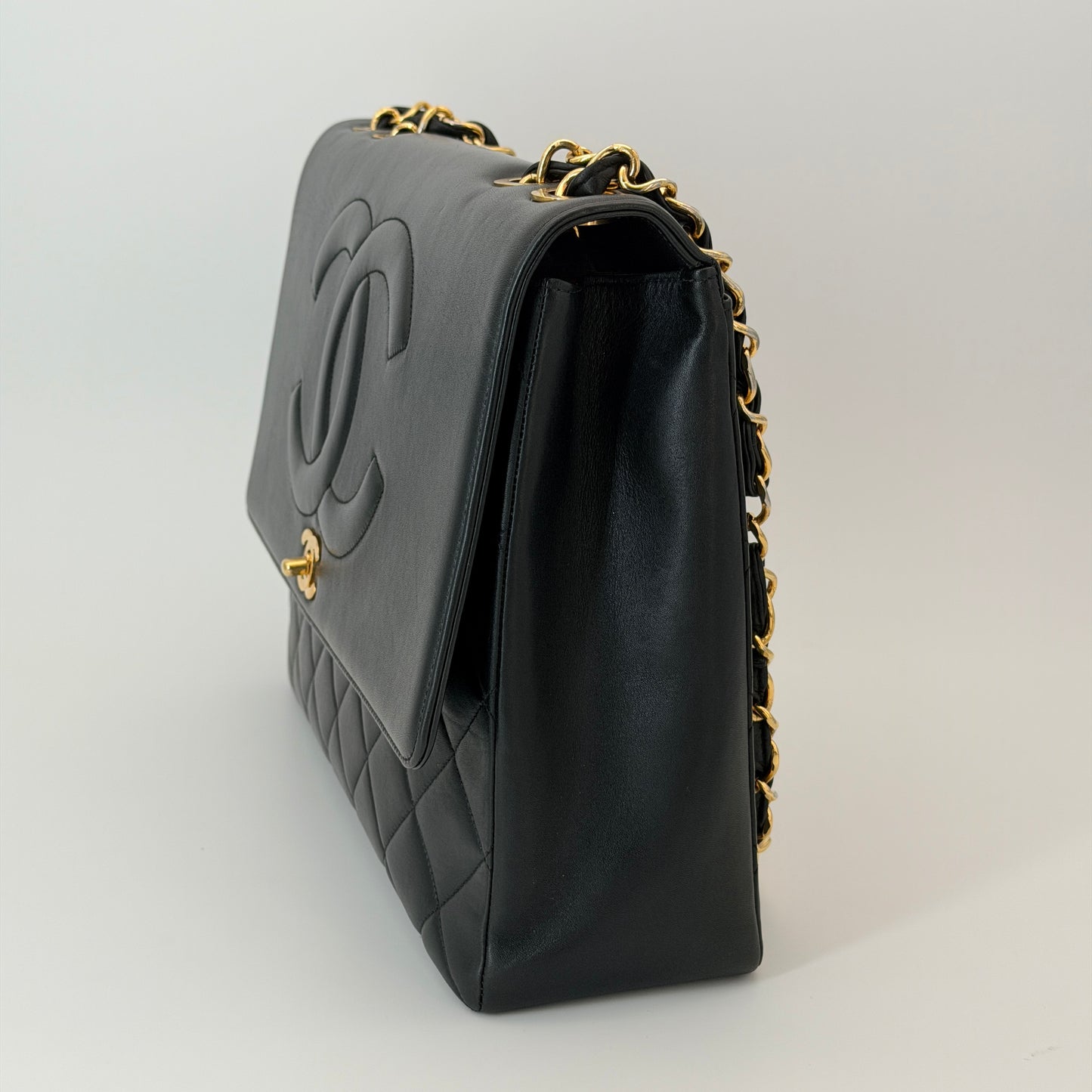 Chanel Black Calfskin Flap Crossbody Bag
