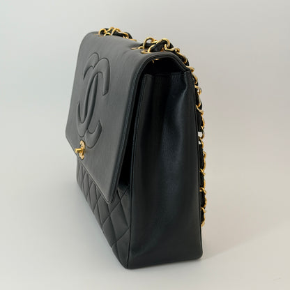 Chanel Black Calfskin Flap Crossbody Bag
