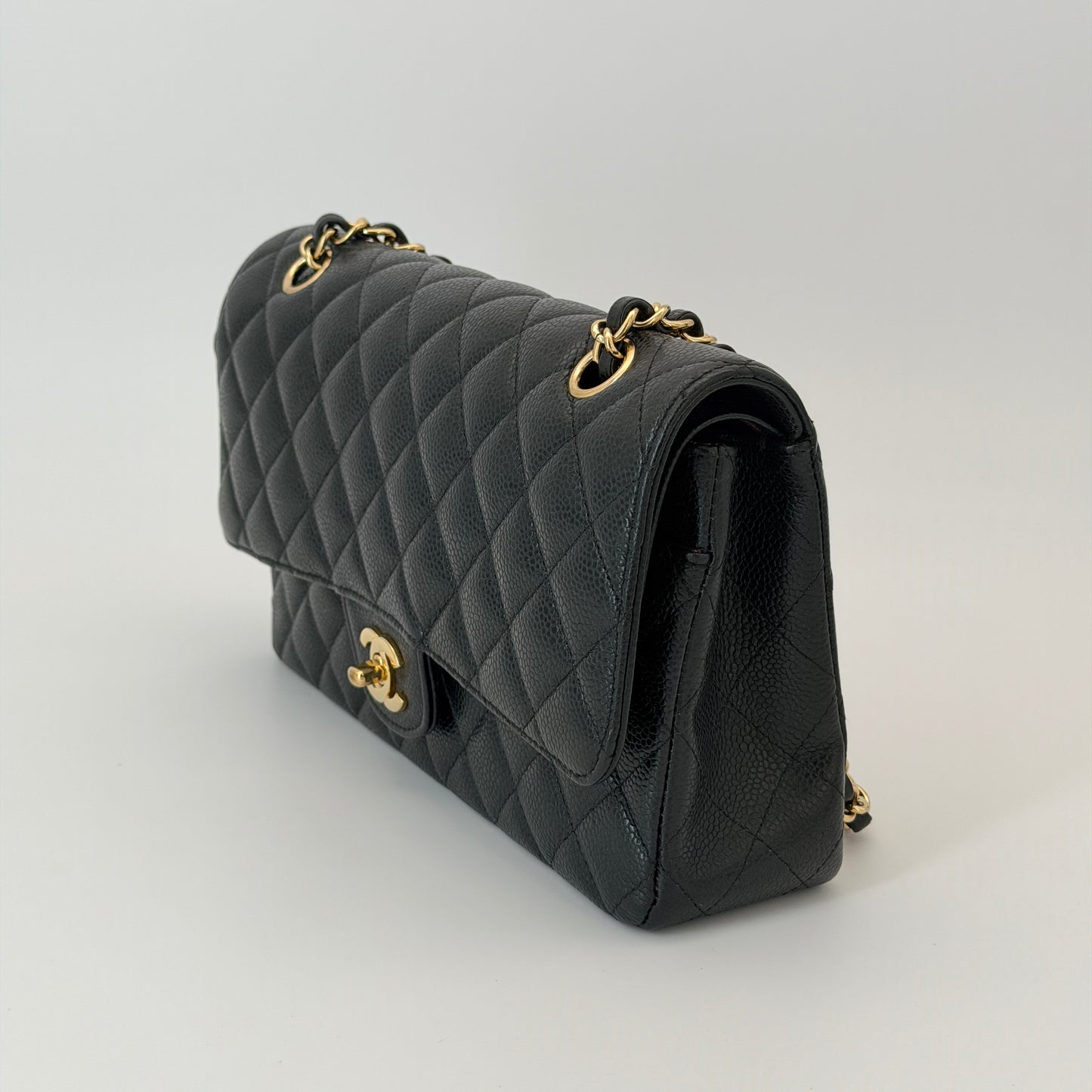 Chanel Black Classic Medium Flap Bag Caviar