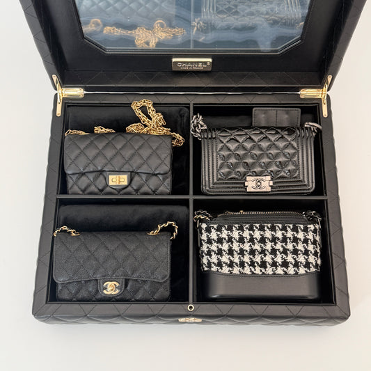 CHANEL Matelasse Mini Shoulder Bag 4 Points Set Leather Black