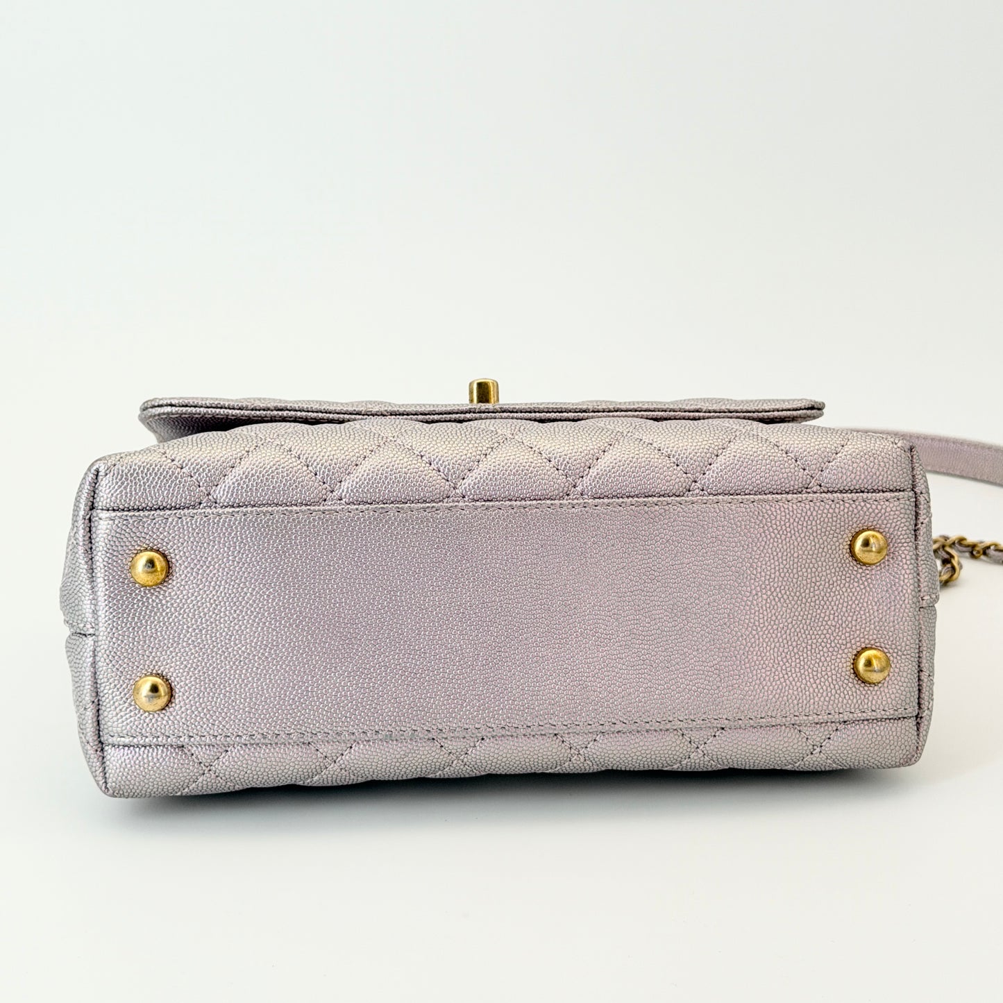 Chanel Metallic Caviar Quilted Coco Handle Flap Light Purple