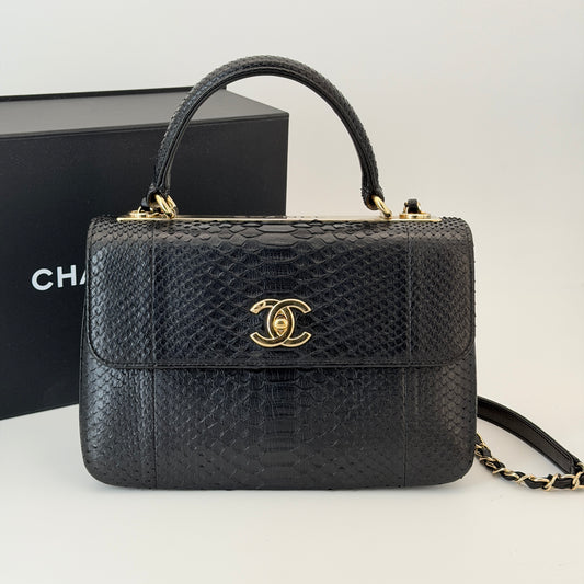 Chanel Black Top Handle Bag Leather