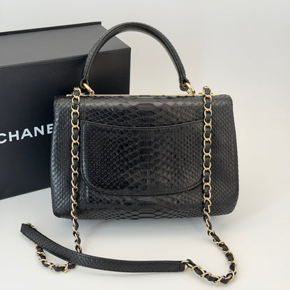 Chanel Black Top Handle Bag Leather