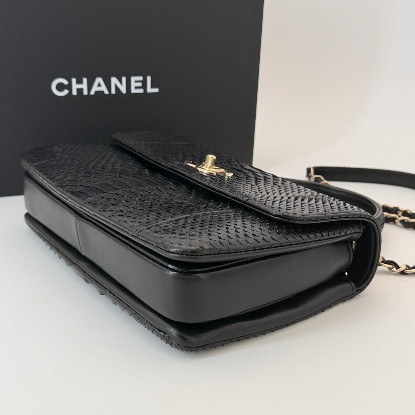 Chanel Black Top Handle Bag Leather