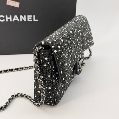 Chanel Strass Crystal Pearls and Ruthenium Metal Shoulder Bag