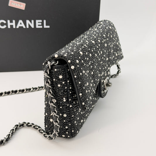 Chanel Strass Crystal Pearls and Ruthenium Metal Shoulder Bag
