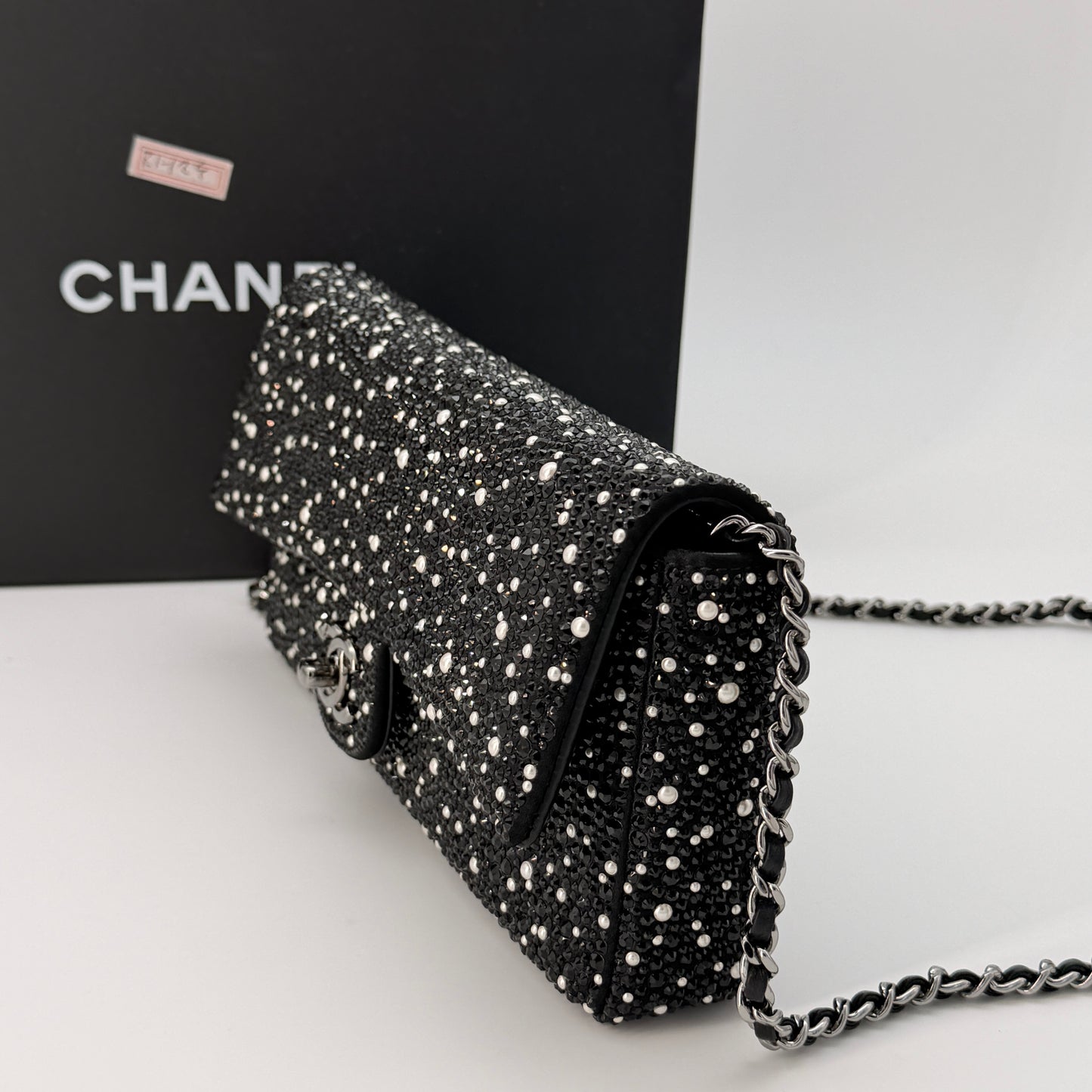 Chanel Strass Crystal Pearls and Ruthenium Metal Shoulder Bag