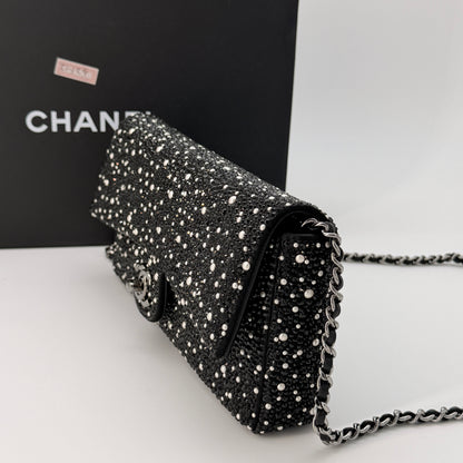 Chanel Strass Crystal Pearls and Ruthenium Metal Shoulder Bag
