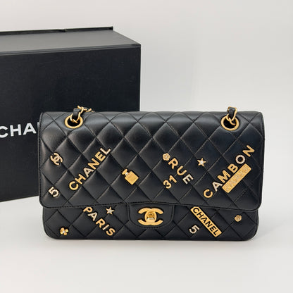 Chanel Black Distressed Leather Lucky Charms  Bag