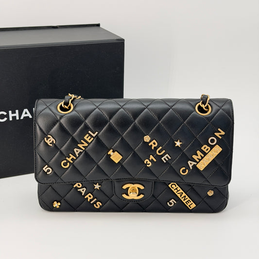 Chanel Black Distressed Leather Lucky Charms  Bag