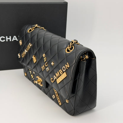 Chanel Black Distressed Leather Lucky Charms  Bag