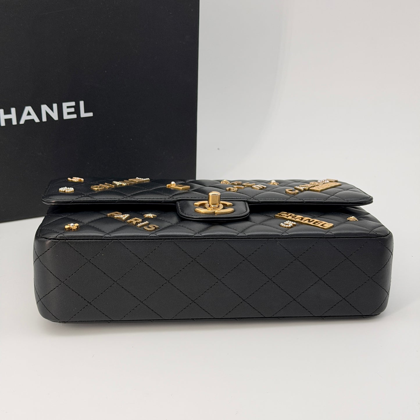 Chanel Black Distressed Leather Lucky Charms  Bag