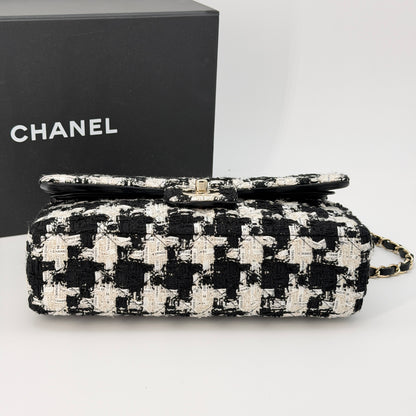 Chanel Classic Single Flap Bag Quilted Houndstooth Tweed