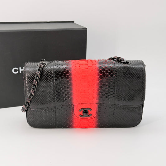 Chanel Black Red Leather Flap Bag