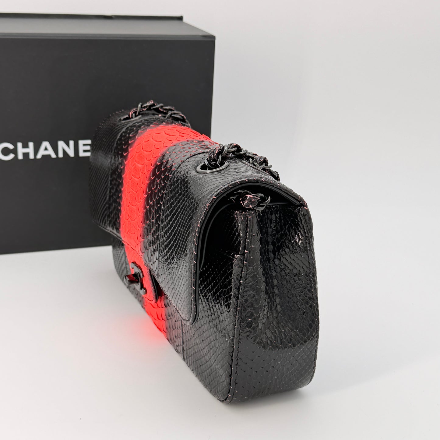 Chanel Black Red Leather Flap Bag