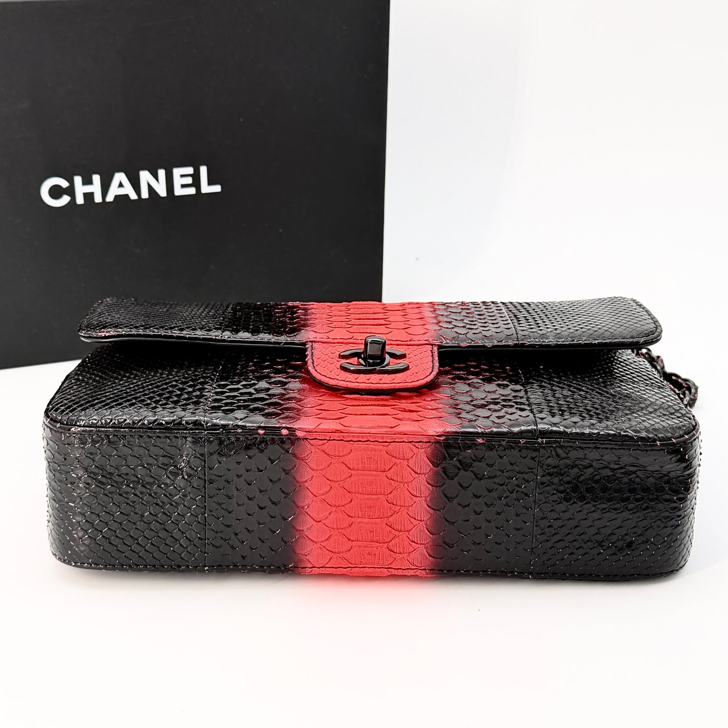 Chanel Black Red Leather Flap Bag