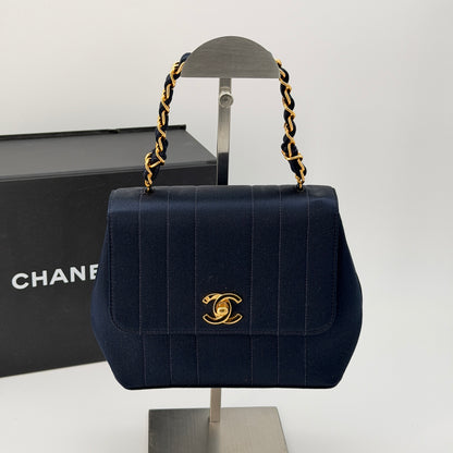 Chanel Blue Satin Vintage Flap Bag