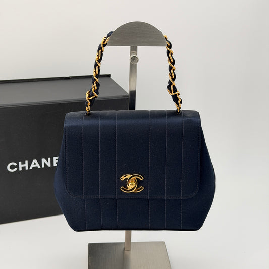 Chanel Blue Satin Vintage Flap Bag