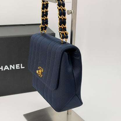 Chanel Blue Satin Vintage Flap Bag