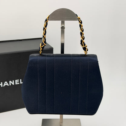 Chanel Blue Satin Vintage Flap Bag