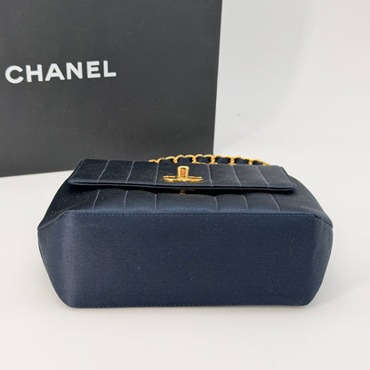 Chanel Blue Satin Vintage Flap Bag