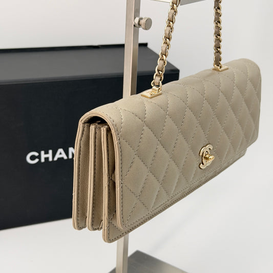 Chanel Gold Matelasse Bifold Lambskin Shoulder Bag