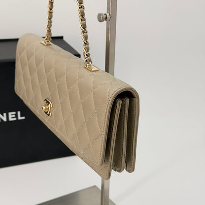 Chanel Gold Matelasse Bifold Lambskin Shoulder Bag