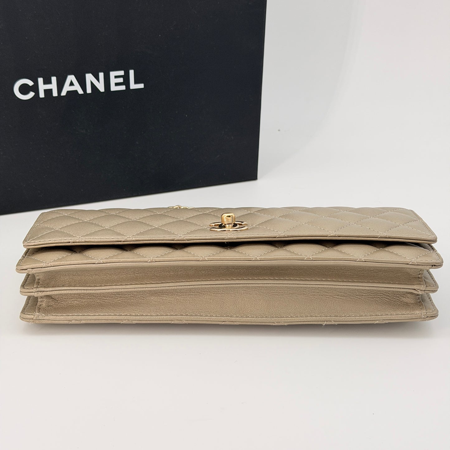 Chanel Gold Matelasse Bifold Lambskin Shoulder Bag
